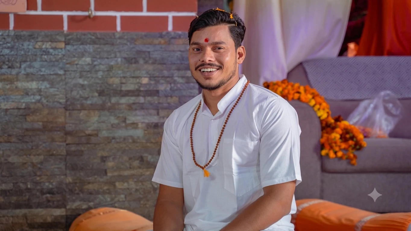 Dr. Ankit teaching a live online Kundalini Yoga class